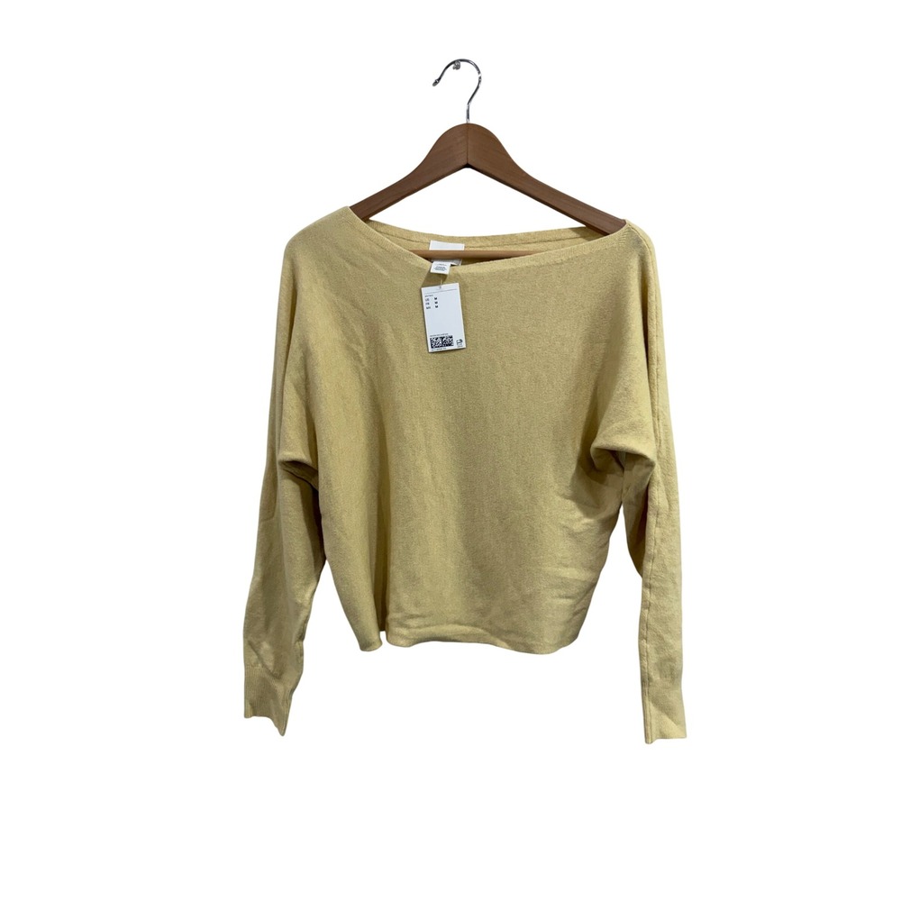 H&M Butter Yellow Soft Cozy Boat Neck Knit Sweater Wool Blend NWT Medium